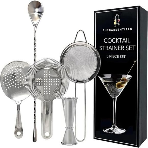 Stainless Steel Cocktail Strainer Bar Tool Set with Spoon Jigger for Mixing - Picture 7 of 7